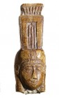 AN IVORY HEAD OF A GODDESS CROWNED WITH A SHRINE’S FAÇADE Late Bronze Age, 1550 – 1200 BCE. 5.3 cm high. With nice brown patina and in good condition....