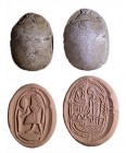 A LOT OF 2 CANAANITE STONE SCARABS Middle Bronze Age, 17th-16th century BCE. 22.6, 21.2 mm. In very good condition. Ex Bernard van Berg collection, Ei...