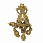A GOLD PENDANT IN THE FORM OF AN AMPHORA WITH 5 POMEGRANATES Roman /Byzantine Period, 4th-5th century CE. 3.7 gr. 3.0 cm high. In very good condition....