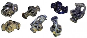 A LOT OF 7 GLASS JUGLET BEADS Byzantine Period, 4th-6th century CE. 2.4 – 2.1 cm high. In very good condition. For similar beads see: Maud Spaer, Anci...