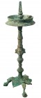 A BRONZE OIL LAMP STAND Late Roman Period, 4th-5th century CE. 40 cm high. Assembled from 4 sections. In good condition. Ex Aka Mizrahi collection, Ti...