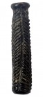 A BLACK GLASS KOHL TUBE Achaemenid, 5th-4th century BCE. 8.1 cm high. Rim restored. In fair condition and rare. Ex Abraham Rosen collection, New York.