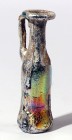A LIGHT GREEN GLASS JUGLET Byzantine Period, 5th-6th century CE. 10.3 cm high. With nice silver-gold patina. In very good condition. Ex David Bergman ...