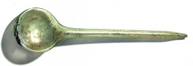 A COSMETIC GLASS SPOON Byzantine Period, 5th-6th century CE. 13.6 cm high. In very good condition.