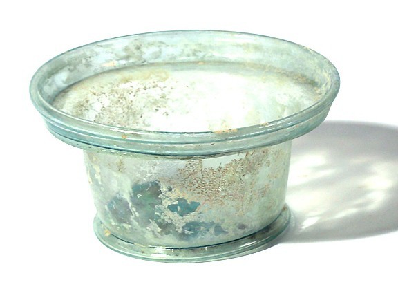 A GLASS BOWL Late Roman-Byzantine Period, 4th-5th century CE. 5.4 cm high, 10.3 ...