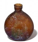 AN AUBERGINE GLASS FLASK Islamic Period, 8th-9th century CE. 8.2 cm high. The neck is mended but in good condition. Ex Abraham Rosen collection, New Y...
