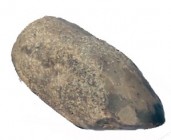 A PREHISTORIC STONE HAND-AXE Paleolithic Period, ca. 300-200,000 years Before Present. 9 cm high. In very good condition.