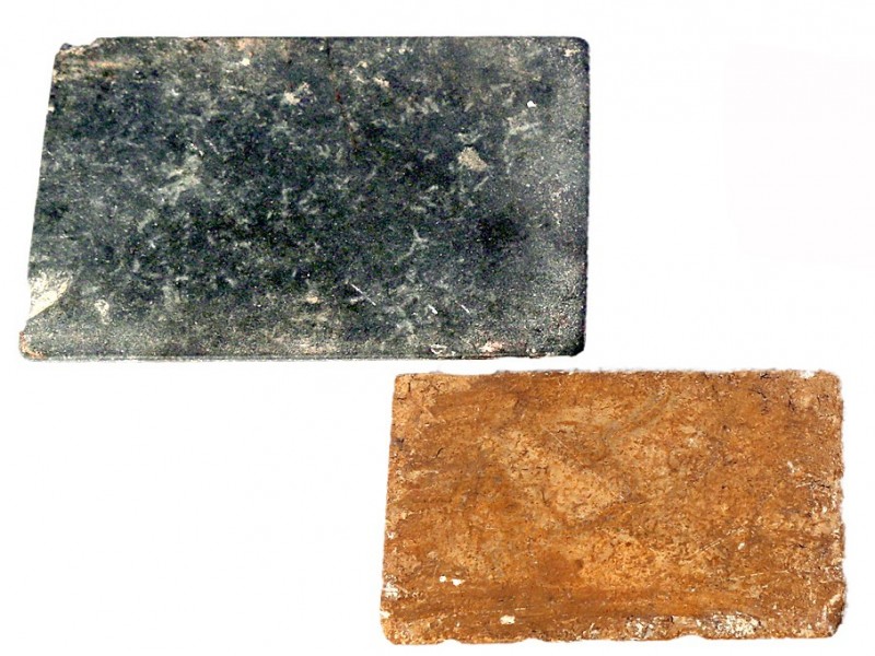 A LOT OF 2 COSMETIC STONE PALETTES 3rd-2nd millennium BCE. 13.9x9.6 and 10.9x7.0...