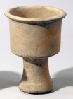 A BACTRIAN ALABASTER GOBLET Bronze Age, ca. 2100 – 1800 BCE. 15.4 cm high, 11.7 cm rim diameter. In very good condition. Ex Shlomo Moussaieff collecti...