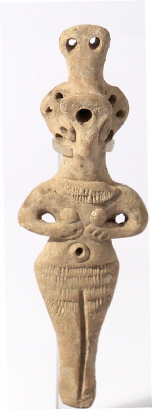 A SYRO-HITTITE TERRACOTTA FIGURINE Early 2nd millennium BCE. 13.5 cm high. In ve...