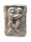 A TERRACOTTA BED DEPICTING A COUPLE IN AN EROTIC MOMENT Early 2nd millennium BCE. 10.2x7.5 cm. In very good condition. Ex Shlomo Moussaieff collection...