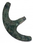 A CANAANITE EPSYLON BRONZE AXE Early Bronze Age, 3rd millennium BCE. 15.6 cm high. With nice green patina and in very good condition.
