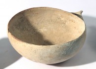 A CYPRIOT WHITE SLIP TERRACOTTA "MILK BOWL" Late Bronze Age, 1550 – 1200 BCE. 21 cm in diameter. With a small rim damage but in good condition. Ex Shl...