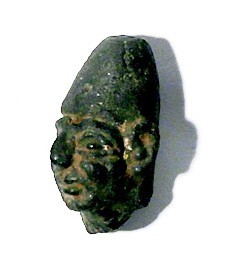 A CANAANITE BRONZE STATUETTE HEAD Late Bronze Age, ca. 14th century BCE. 3.4 cm ...