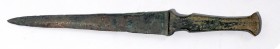 A LURISTAN BRONZE DAGGER Iron Age, 12th-8th century BCE. 30.1 cm long. In very good condition. Ex Aka Mizrahi collection, Tiberias.