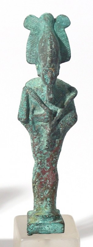 AN EGYPTIAN BRONZE FIGURE OF OSIRIS Early 1st millennium BCE. 11.4 cm high. With...