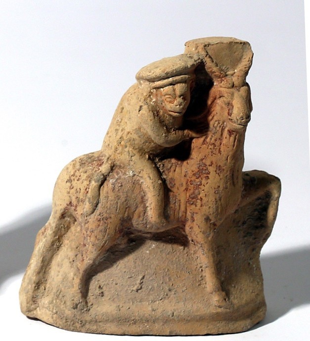 A TERRACOTTA STATEUTTE OF A MONKEY RIDDING A GOAT Roman Period, 1st-2nd century ...