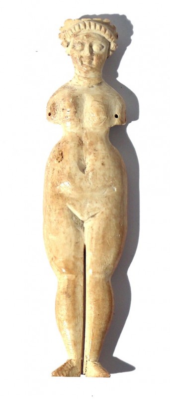 A CARVED BONE DOLL OF NAKED VENUS Roman Period, 1st-4th century CE. 13.2 cm high...