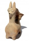 A ZOOMORPHIC TERRACOTTA ASKOS Islamic Period, 7th-11th century CE. 14.3 long and 16.8 cm high. In very good condition. Ex Miriam Shamai collection, Za...