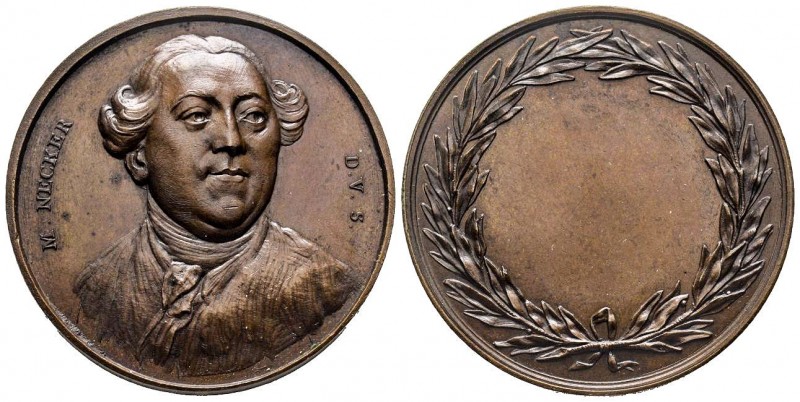 Médaille en bronze, Jacques Necker Ministre des Finances, 1789, Paris Bronze 36....