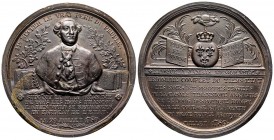 Médaille en plomb, Jacques Necker Ministre des Finances, 1789, Paris, 107. 41 g. 77.4 mm
Avers : M.R NECKER LE VRAI PERE DU PEUPLE; à l'exergue, LE 29...