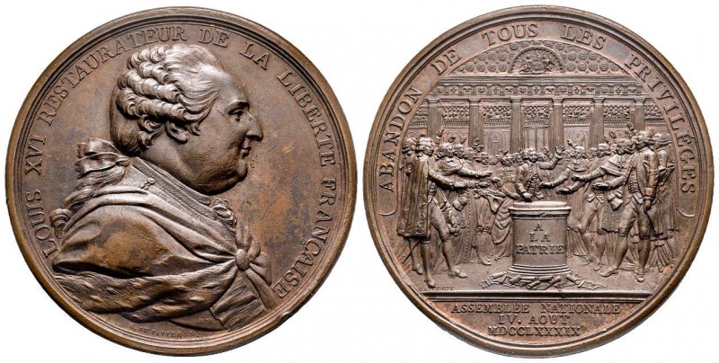 Médaille en bronze, Abandon des privilèges, 1789, Paris, AE 123.96 g. 63.2 mm pa...