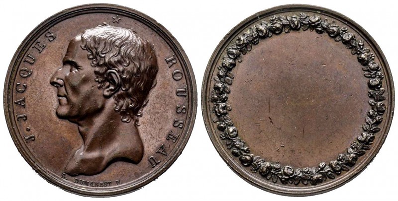 Médaille en bronze de J. J. Rosseau, Paris, 1792, AE 23.3 g. 36.2 mm par Dumares...