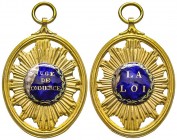 Médaille, Convention, Respect à la loi, PARIS, 1793, Bronze doré 26.6 g. 60x43 mm par Maurisset
Avers : JUGE DE COMMERCE
Revers : LA LOI dans une cour...