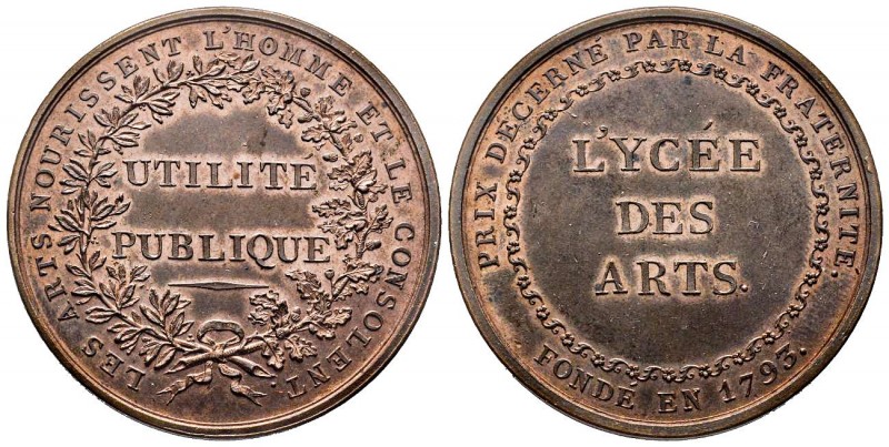 Médaille en bronze, Lycée des arts, Paris, 1793, AE 22.91 g. 42 mm
Avers : LES A...