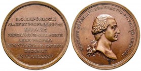 Médaille en bronze, Nicolò Cornaro, Milan, 1795, AE 31.5 g. 48.4 mm par Guillemard Avers : NICOLAVS CORNELIVS PRAEFECTVS ET PROPER BERGOMI Busto a s.,...