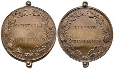 Médaille en bronze, Municipalité de la Ville de Modène, 1796, AE 52.9 g. 51 mm 
Avers : MAGISTRATO DEL POPOLO 
Revers : LIBERTÀ UGUAGLIANZA 
Ref : Tur...