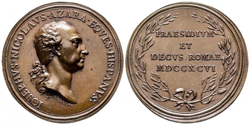 Médaille en bronze, Paix de Tolentino, Giuseppe Nicolò Azara , Rome, 1796, AE 41...