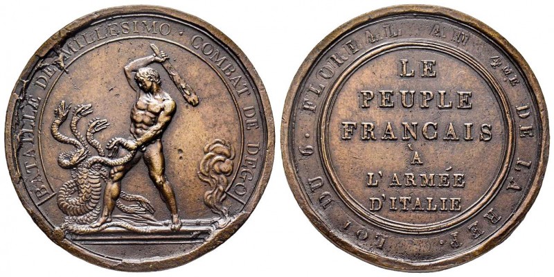 Médaille en bronze, Bataille de Millesimo et combat de Dego, Milan, 1796, AE 26 ...