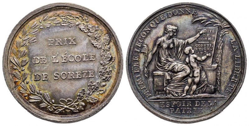 Médaille, Prix de l'école de Sorèze, 1796, AG 18.65g. 35 mm 
Ref : Hennin 758, J...
