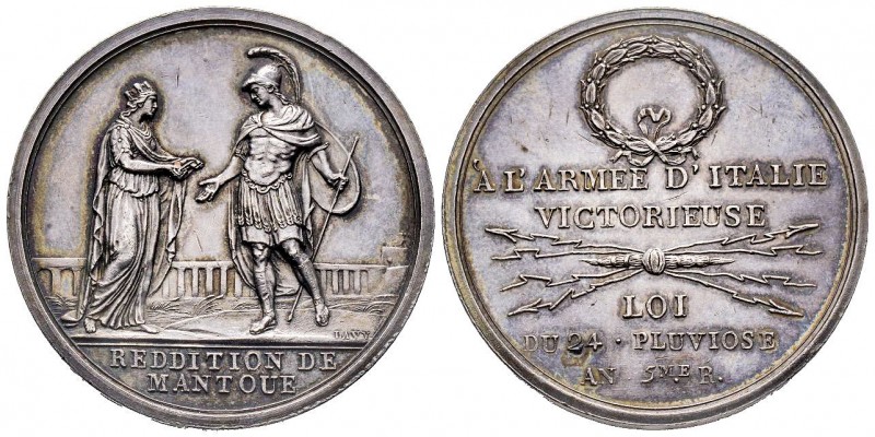 Médaille en argent, Reddition de Mantoue, Paris, 1797, AG 39.5 g. 43 mm par Lavy...
