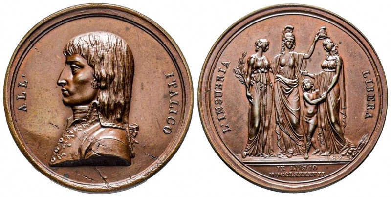 Médaille en bronze, Constitution de la République Cisalpine, Milan, 1797, AE 42....