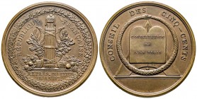 Médaille, Conseil des Cinq-Cents, Paris, 1798 (an. VI), AE 67.51 g. 50.7 mm par Gatteaux
Ref : Hennin 846, Julius 618. Essling 750. Bourgerot 189. TNR...