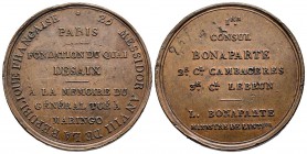 Médaille en bronze, Premier Consul, AN VIII (1800), Fondation du quai Desaix à Paris, 25 messidor An VIII, AE 37 g. 42 mm
Avers : 25 MESSIDOR AN VIII ...