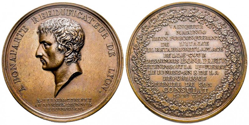Médaille en bronze, Place Bellecour à Lyon, 1800, AE 38.3 g. par Mercié
Ref : Br...
