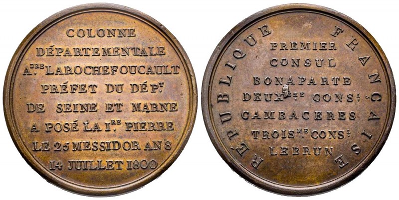 Médaille Colonne Departementale, Paris, 1800 (an VIII), AE 33.57g. 42 mm.
Ref : ...