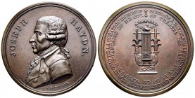 Médaille en bronze, Joseph Haydn, Paris 1800 (an IX), AE 90.7 g. 55 mm par Gatteaux
Avers : JOSEPH HAYDN Buste à droite du misicien, sous l'épaule N G...