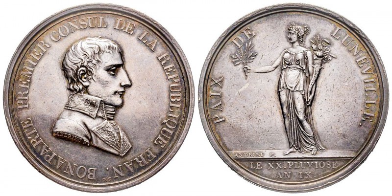 Médaille en argent, paix de Lunéville, Paris, 1801, AG 31.6 g. 41.9 mm par Andri...