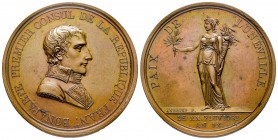 Médaille en bronze, Paix de Lunéville, Paris, 1801, AE 30.95 g. 42.1 mm
Ref : Bramsen 107, Julius 905
Superbe