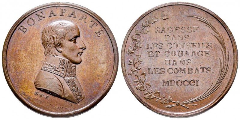 Lot de deux médailles en bronze, Paix de Lunéville, Birmingham, 1801, AE 28.98 g...