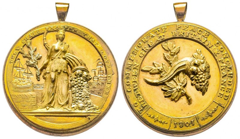 Médaille en bronze doré, Preliminaires de la Paix de Amiens, 1801 (an X), 31.76 ...