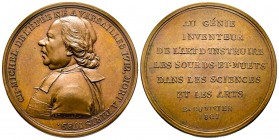 Médaille en bronze, Charles-Michel de l'Épée, Paris, 1801, AE 33 g. 41.8 mm par Duvivier
Ref : Bramsen 185, Julius 1035, Essling 2831
presque FDC