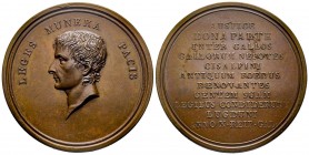 Médaille, Royaume d'Italie 1805-1814, Constitution de la "Repubblica Italica" à Lyon, 1802, AE 48.79 g. 48.7 mm, par Manfredini
Ref : Bramsen 192, TNR...