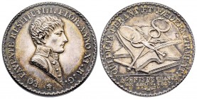 Jeton, Agents de change de Lyon, 1803, AG 18,8 g. par Mercier
Ref : Bramsen 266, Julius 1157, Essling 1947
Superbe
