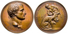 Médaille en bronze, Camp de Boulogne, AN XII, AE 30.5 g. par Jeuffroy
Ref : Bramsen 320, Julius 1253, d'Essling 1019
FDC et rare