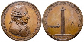 Médaille en bronze, Mort de l'architecte David Leroy (1724-1803), 1803, AE 35.98 g. 41.6 mm
Avers : Buste à droite. 
Revers : VOTE PAR LES ARCHITECTES...